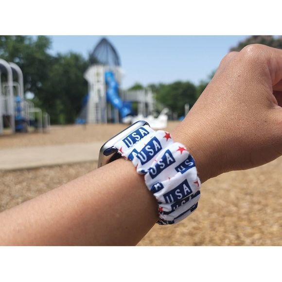 Patriotic USA Scrunchies Watch Band for Apple Watch, Fitbit Sense Versa 321 Lite - Picture 6 of 6
